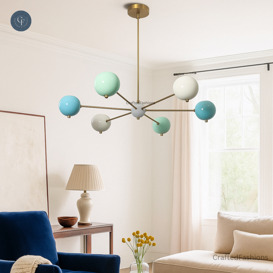 Brighten your space with the 6-Armed Brass Sputnik Wall Chandelier