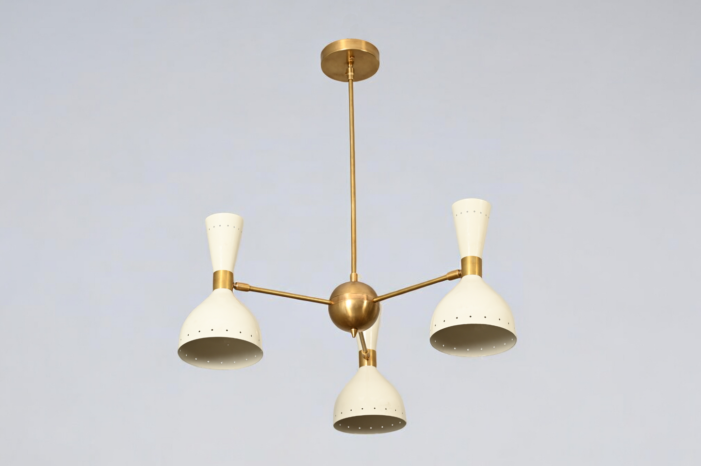 Brighten your space with the Three Arms Six Lights Brass Sputnik Chandelier