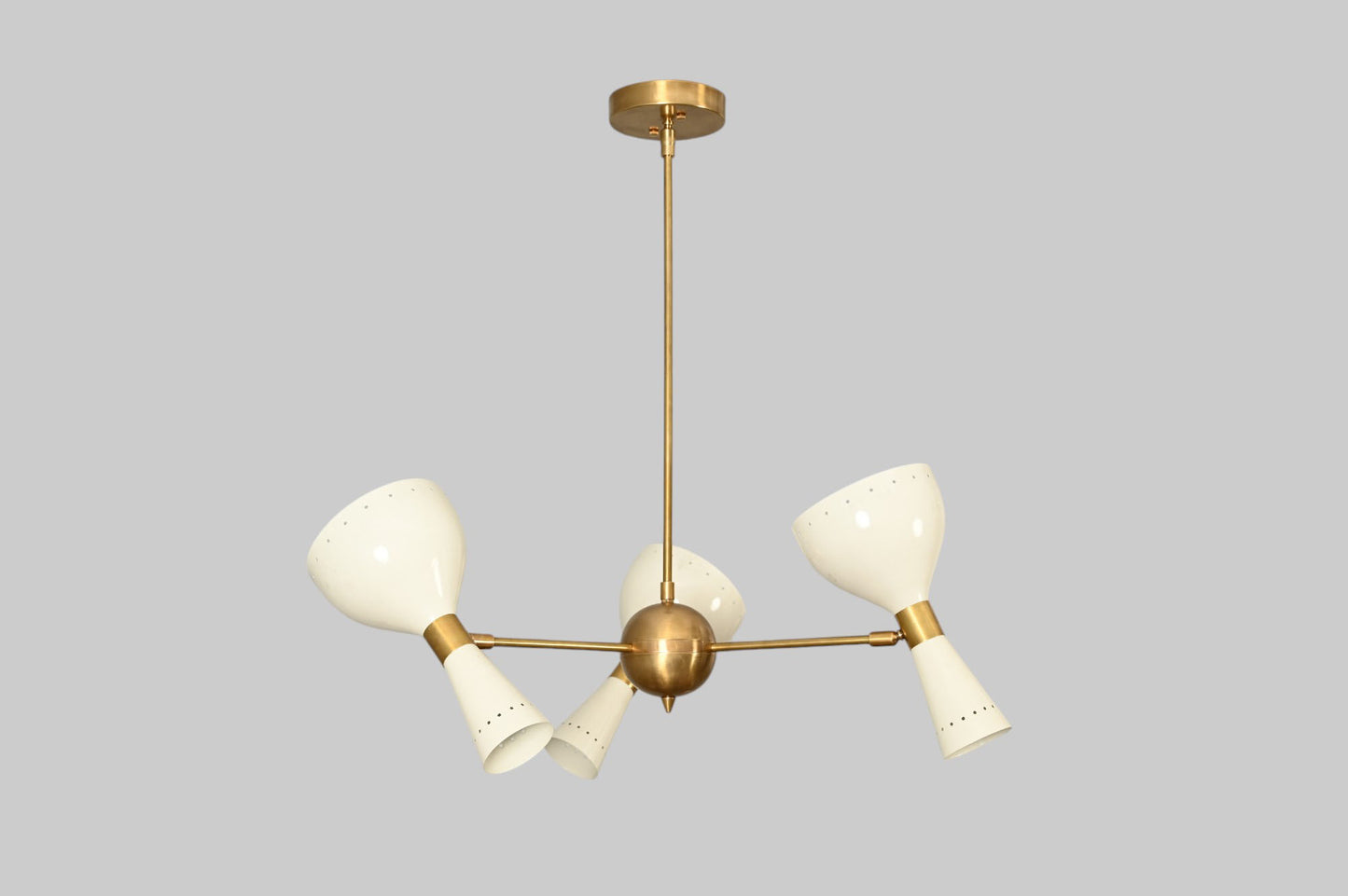 Brighten your space with the Three Arms Six Lights Brass Sputnik Chandelier