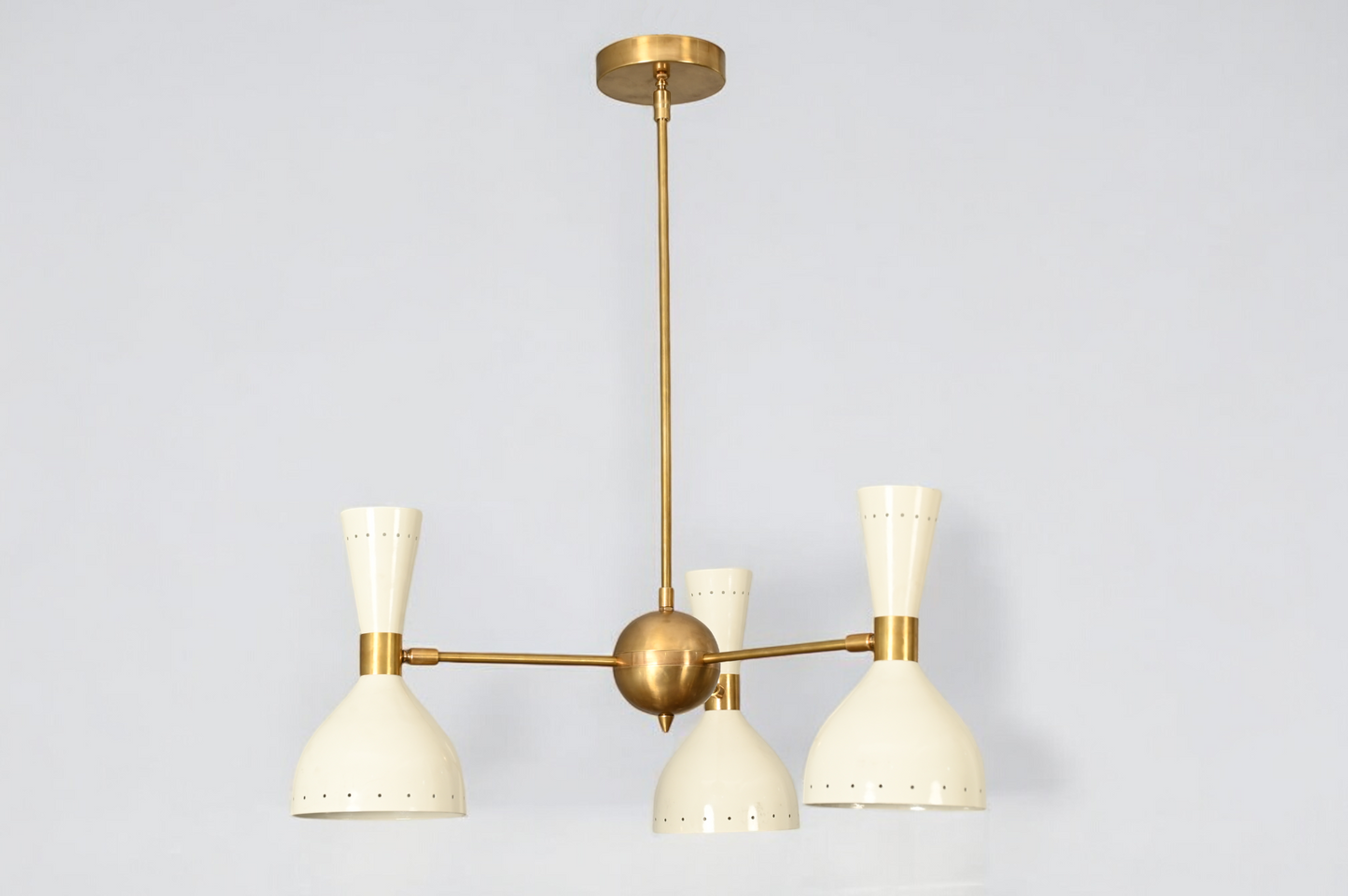 Brighten your space with the Three Arms Six Lights Brass Sputnik Chandelier