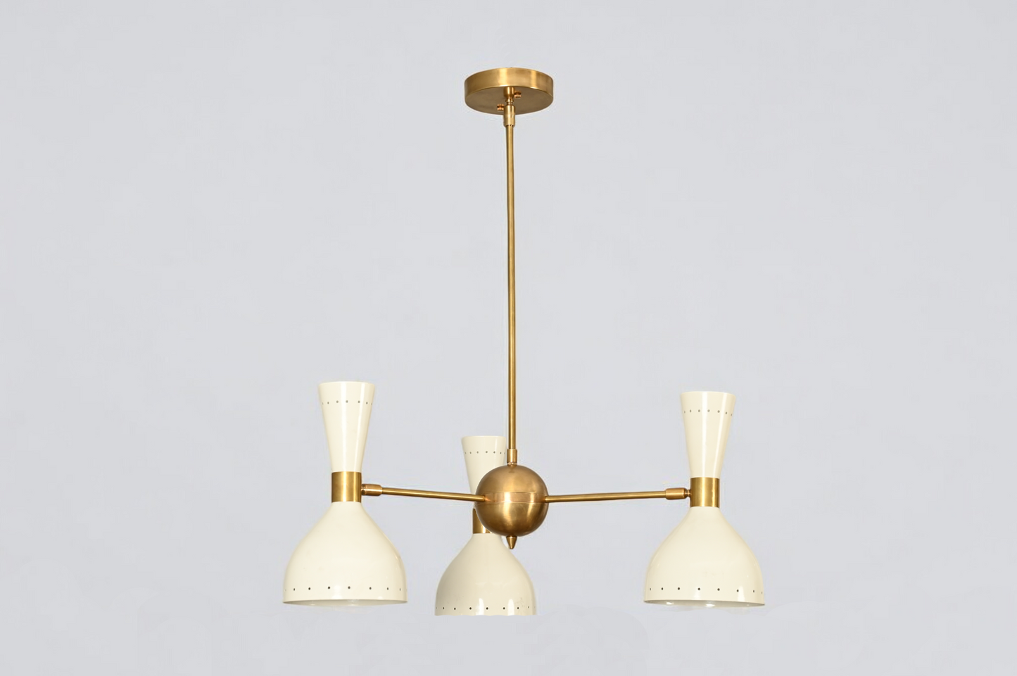 Brighten your space with the Three Arms Six Lights Brass Sputnik Chandelier