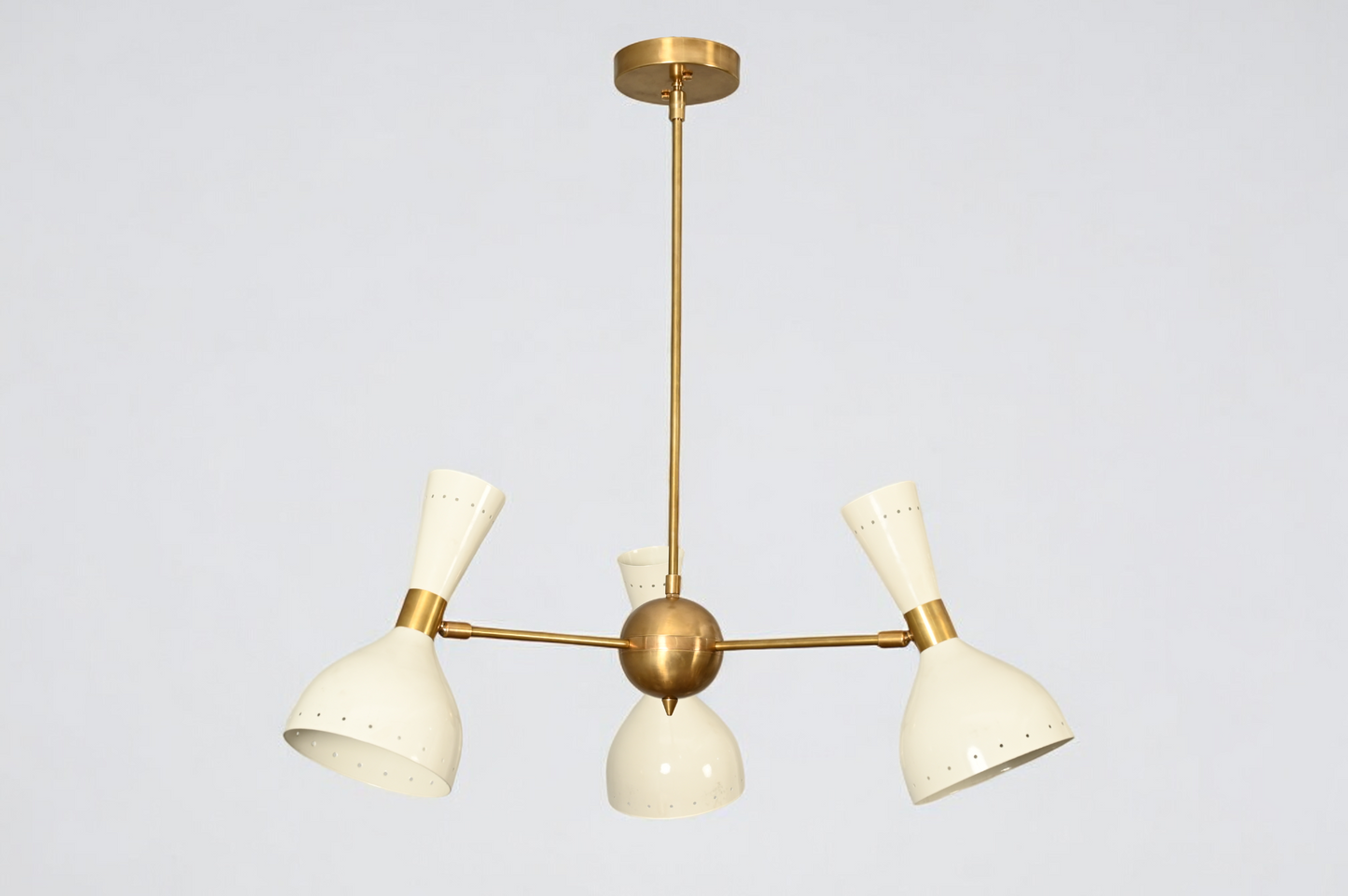 Brighten your space with the Three Arms Six Lights Brass Sputnik Chandelier