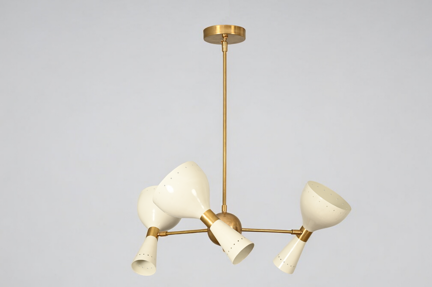 Brighten your space with the Three Arms Six Lights Brass Sputnik Chandelier