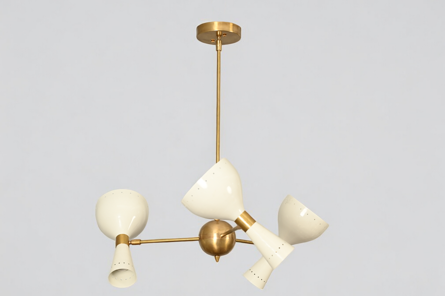 Brighten your space with the Three Arms Six Lights Brass Sputnik Chandelier