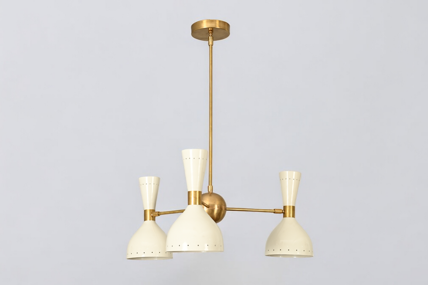 Brighten your space with the Three Arms Six Lights Brass Sputnik Chandelier