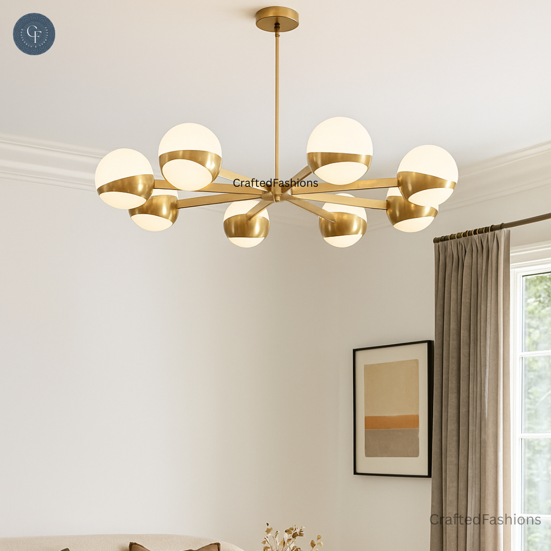 The 8 Light Globe Italian Chandelier blends elegance and luxury with globe-shaped lights