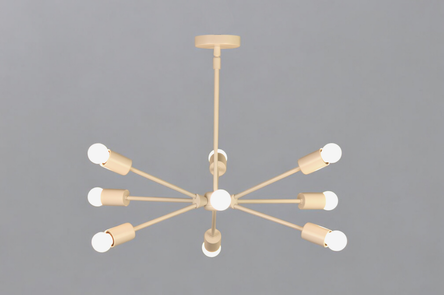 Elevate your space with this Mid-Century Modern Sputnik chandelier in sleek brass!