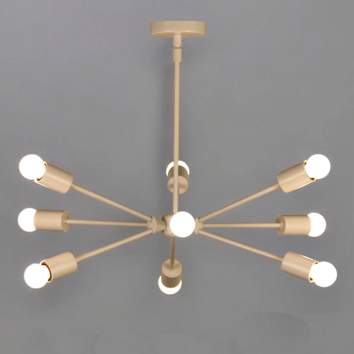 Elevate your space with this Mid-Century Modern Sputnik chandelier in sleek brass!