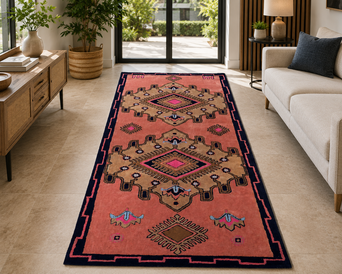Hand-Tufted Persian Inspired Runner Rug – Multi-Color Wool, Cut Pile – view 2