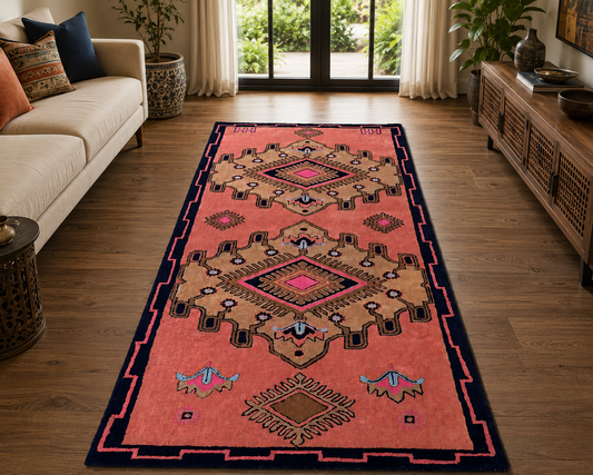 Hand-Tufted Persian Inspired Runner Rug – Multi-Color Wool, Cut Pile