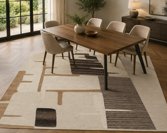 Hand-Tufted Canvas Art Rug – Multi-Color Wool & Silk, High-Low Loop Pile