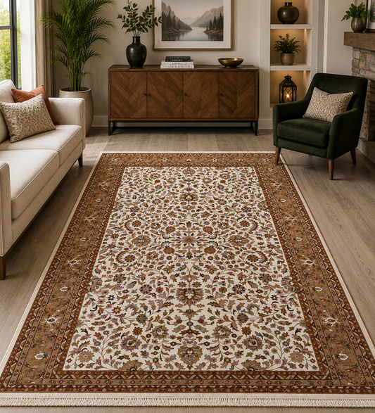 Hand-Knotted Tabriz Persian Rug – Multi-Color Wool, Medium Cut Pile