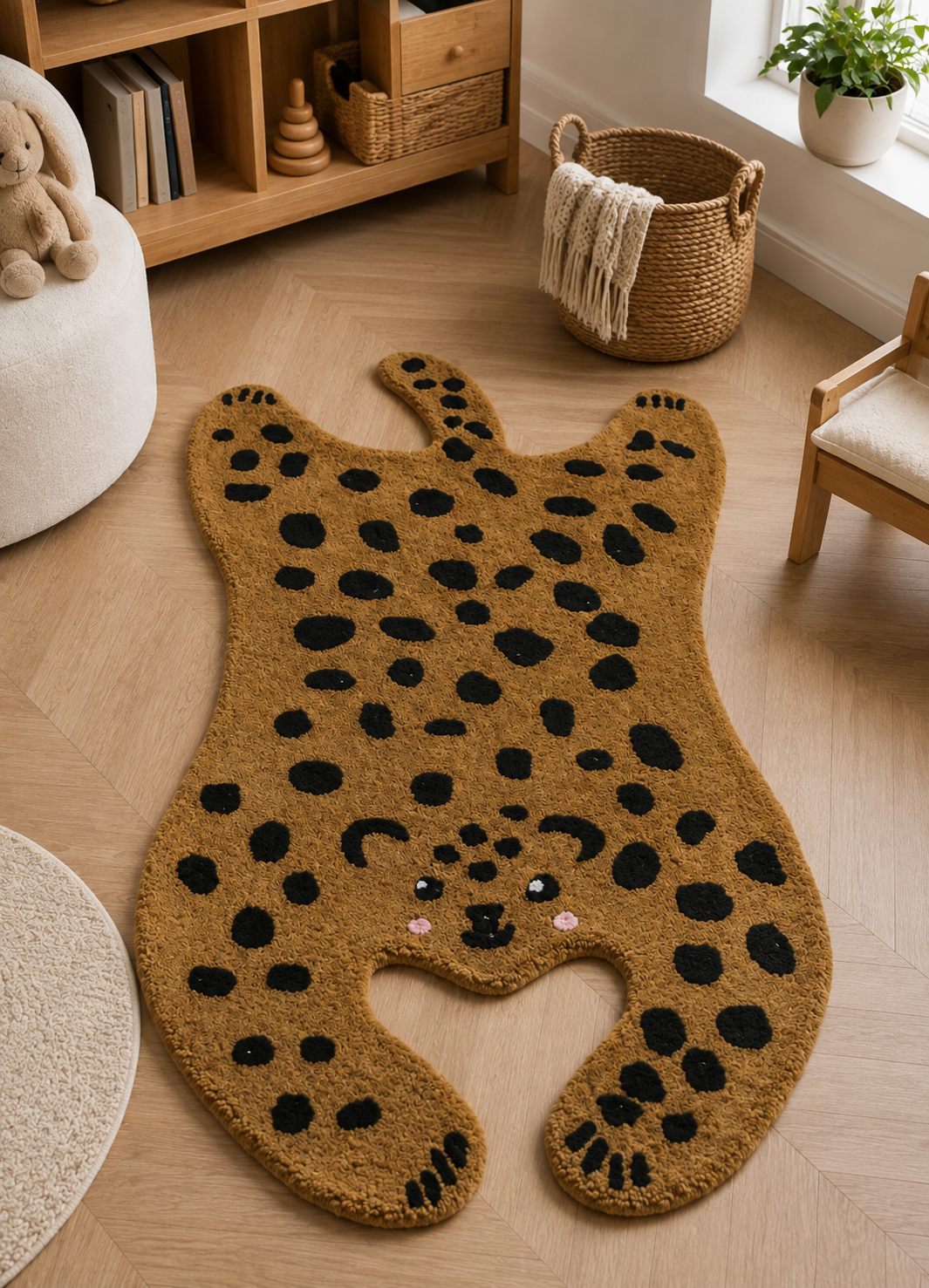 Hand-Tufted Abstract Rug – Multi-Color Wool, Cut Pile