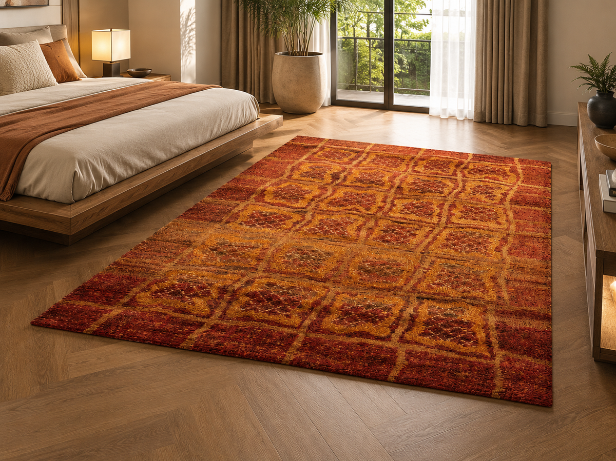 Hand-Knotted Modern Jute Rug – Multi-Color, Medium Cut Pile – view 2