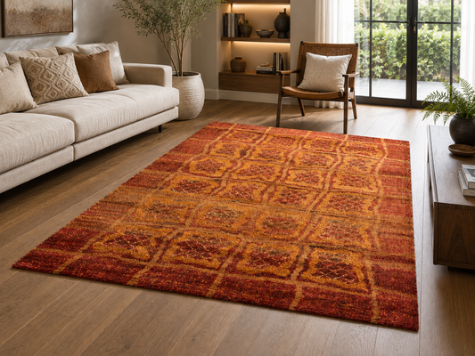 Hand-Knotted Modern Jute Rug – Multi-Color, Medium Cut Pile