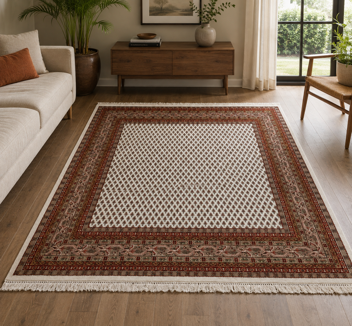 Hand-Knotted Litchi Pattern Area Rug – Multi-Color 100% Wool – view 3