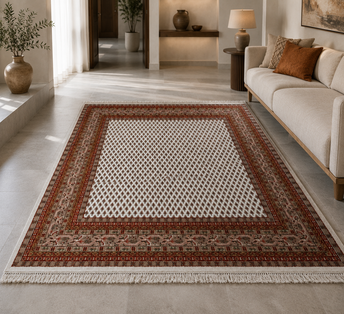 Hand-Knotted Litchi Pattern Area Rug – Multi-Color 100% Wool – view 2