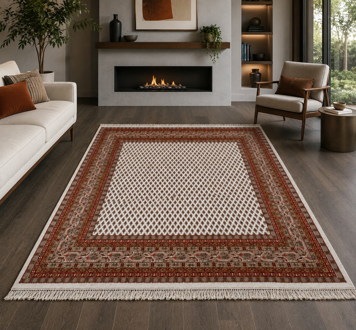 Hand-Knotted Litchi Pattern Area Rug – Multi-Color 100% Wool