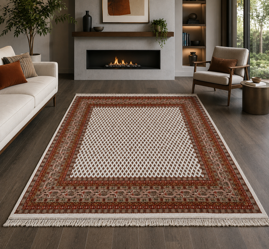 Hand-Knotted Litchi Pattern Area Rug – Multi-Color 100% Wool