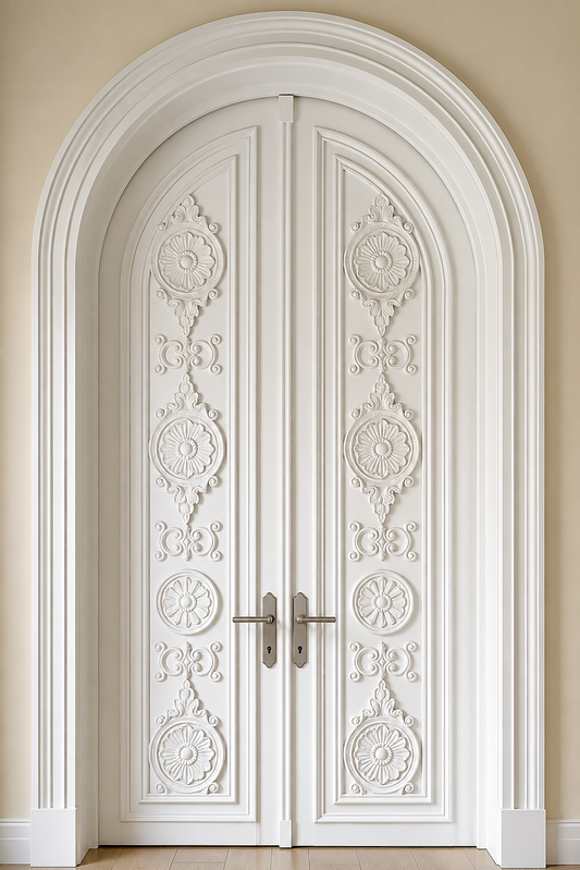 Custom Hand-Carved Solid Wood Double Door – Luxury Home Entrance