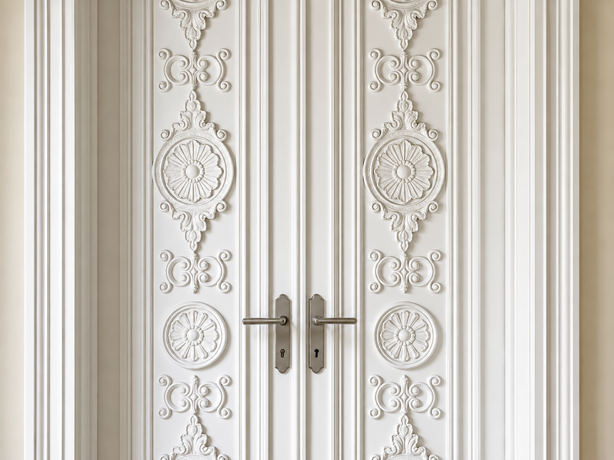 Custom Hand-Carved Solid Wood Double Door – Luxury Home Entrance – view 2