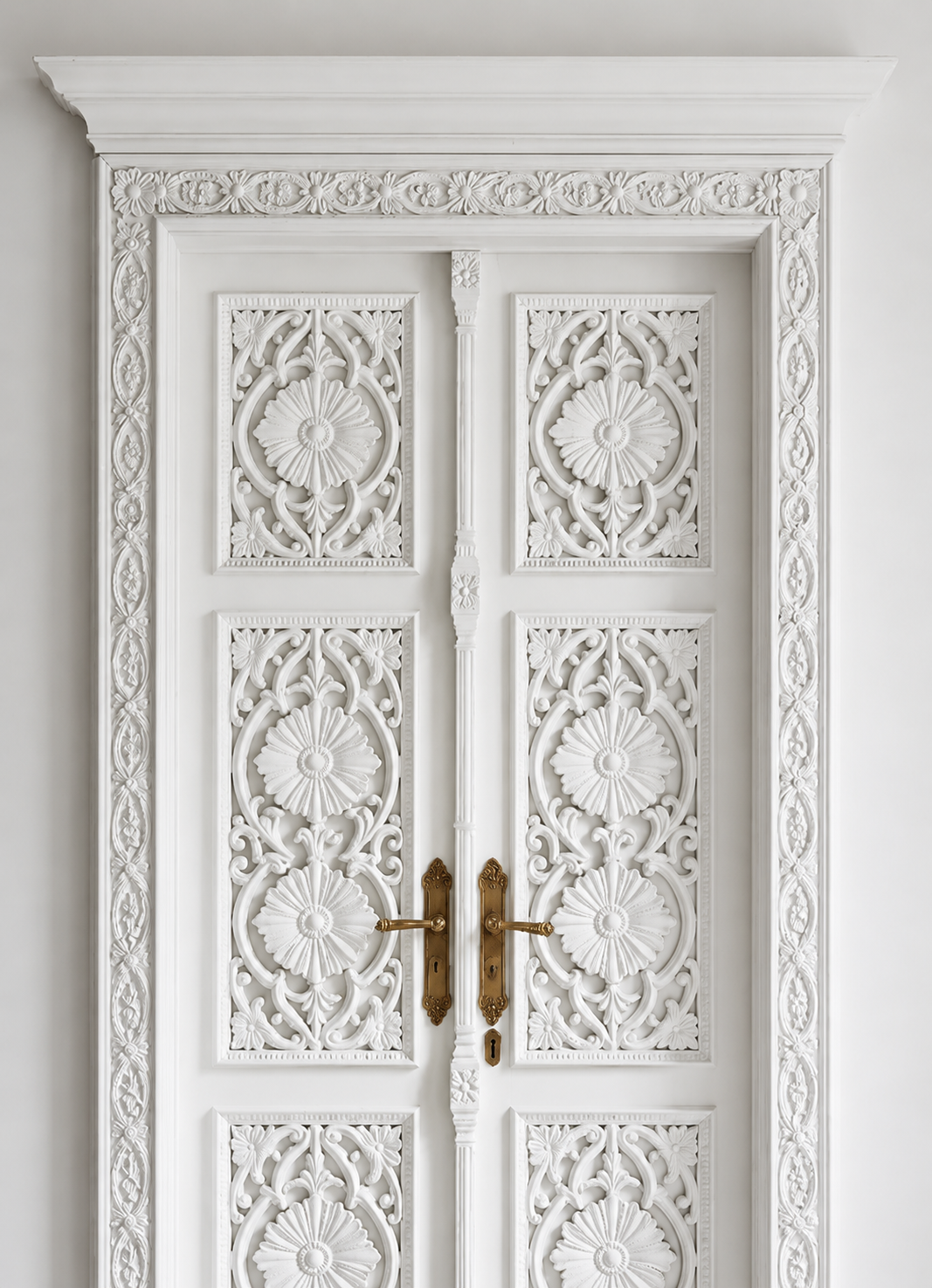 Solid Wood Hand-Carved Entry Door – Royal Floral Carving – view 3
