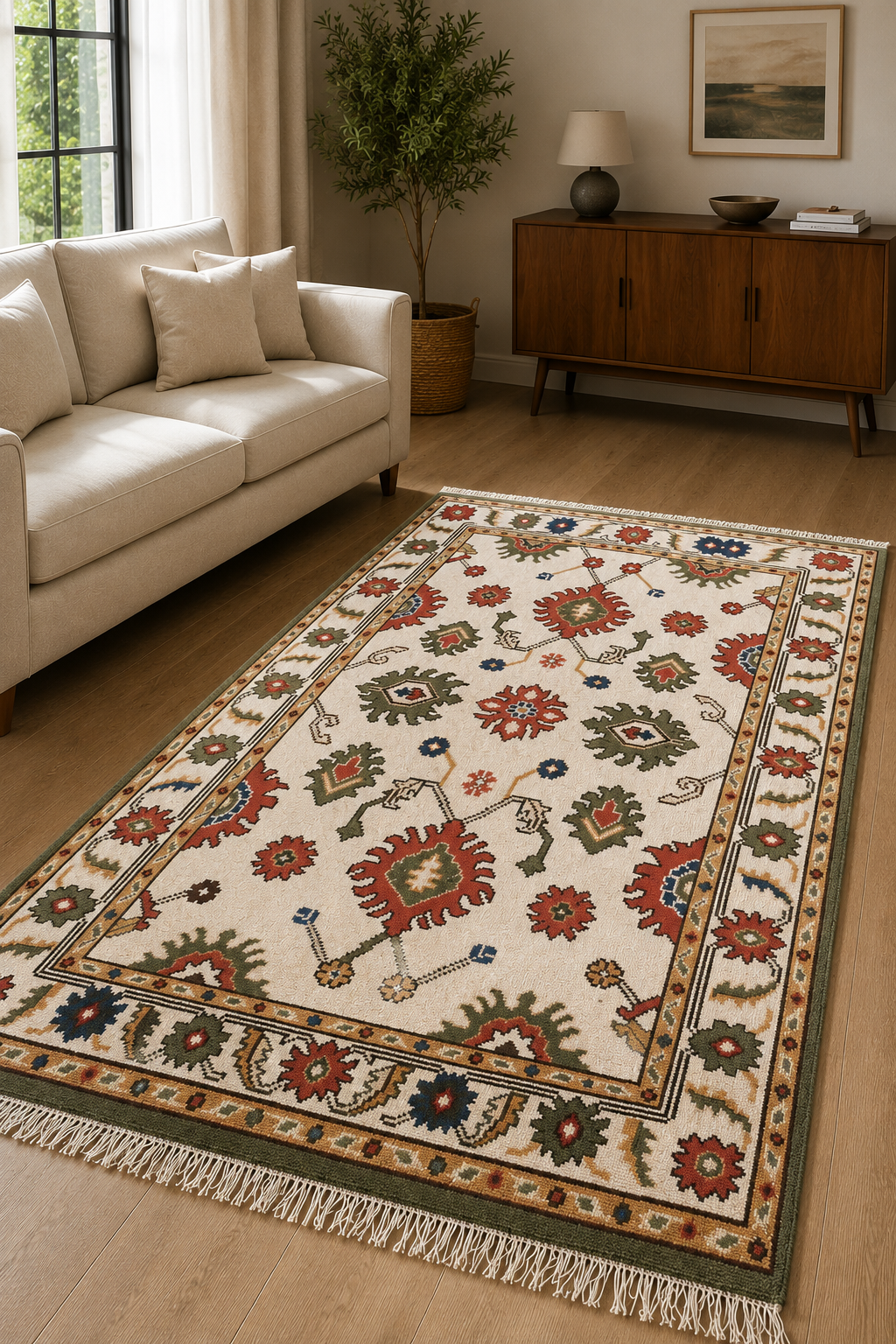 Hand-Knotted Persian Area Rug – Multi-Color Wool & Cotton, Cut Pile – view 2