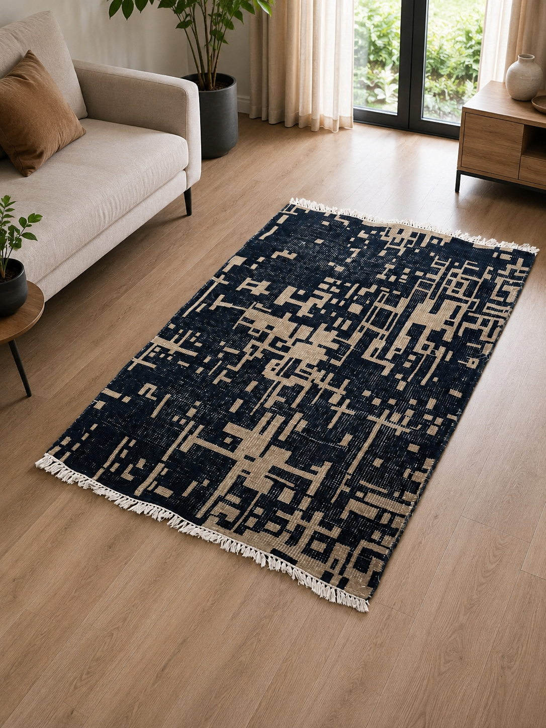 Hand-Knotted Modern Rug – Multi-Color Wool & Cotton, Cut Pile – view 3
