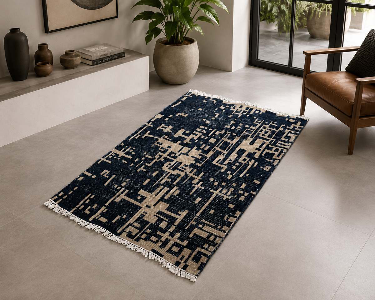 Hand-Knotted Modern Rug – Multi-Color Wool & Cotton, Cut Pile – view 2