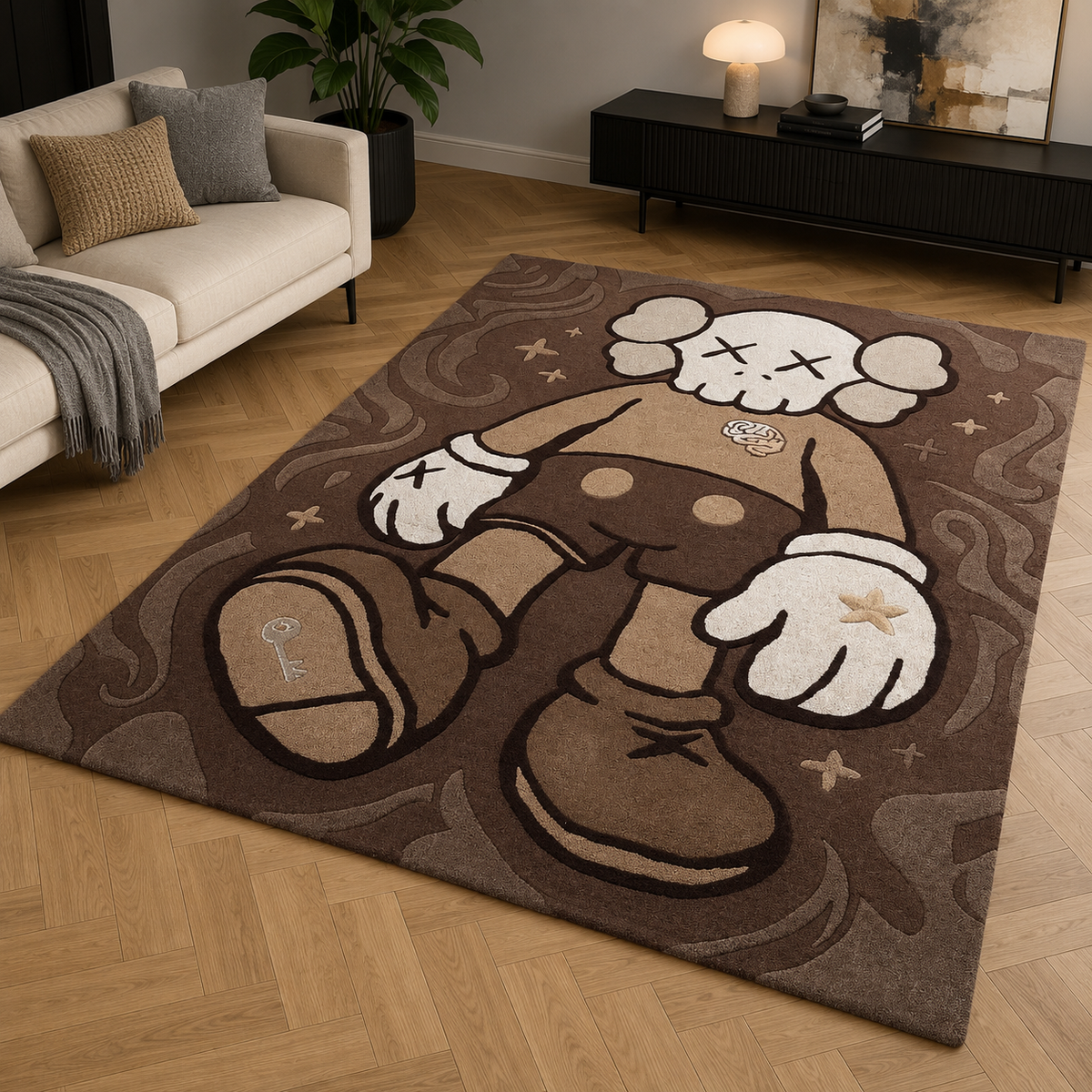 Hand-Tufted Pop Art Graffiti Rug – Multi-Color Wool, High-Low Pile – view 2