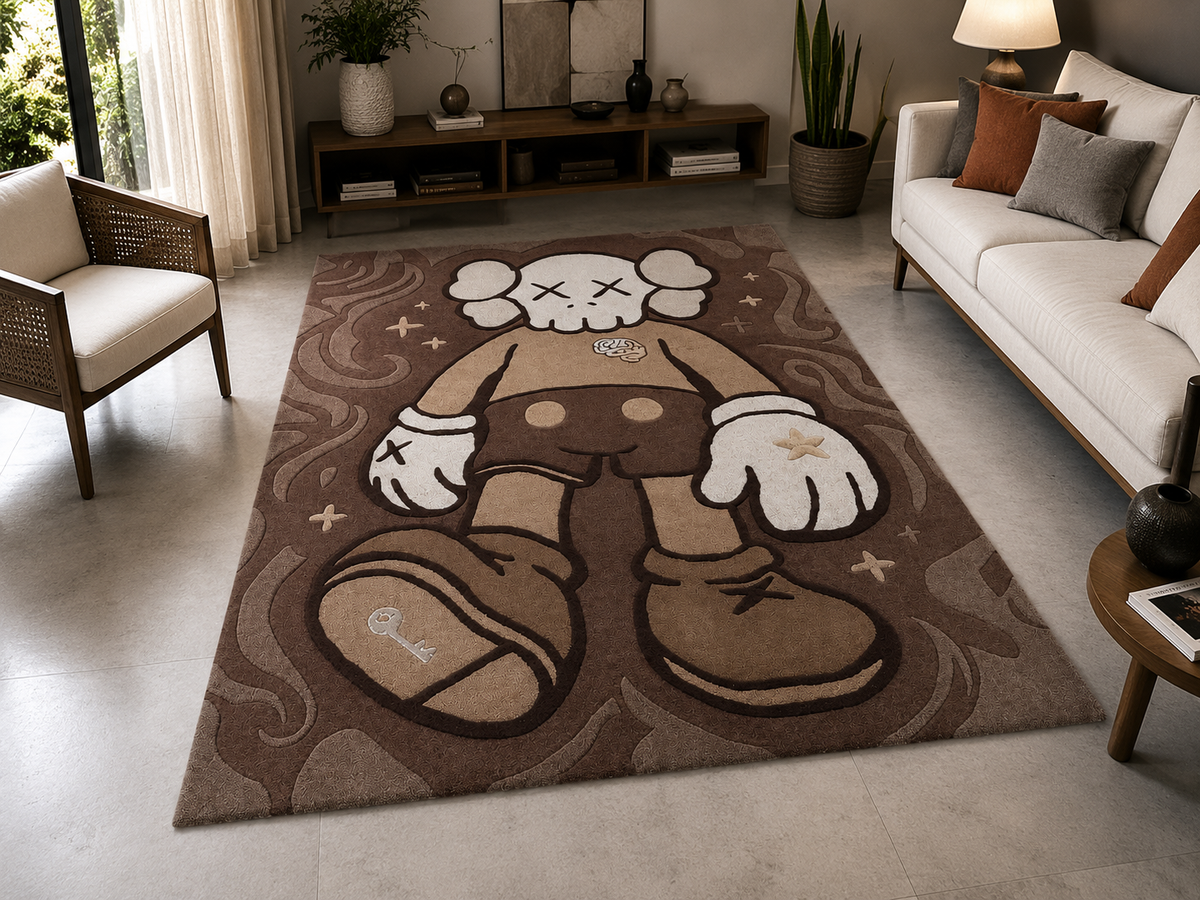 Hand-Tufted Pop Art Graffiti Rug – Multi-Color Wool, High-Low Pile