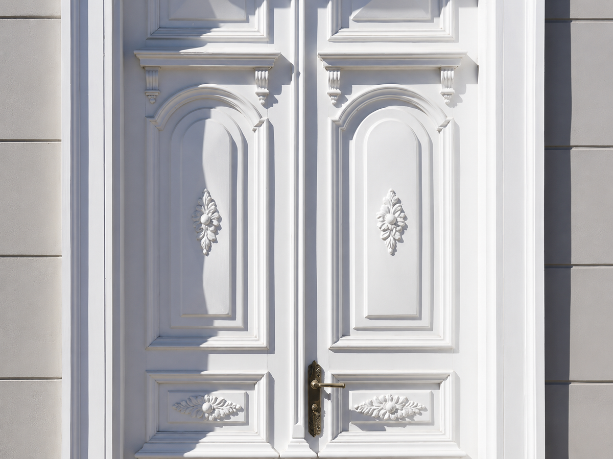 Solid Wood Hand-Carved Double Leaf Entrance Door – Artistic Carvings – view 2
