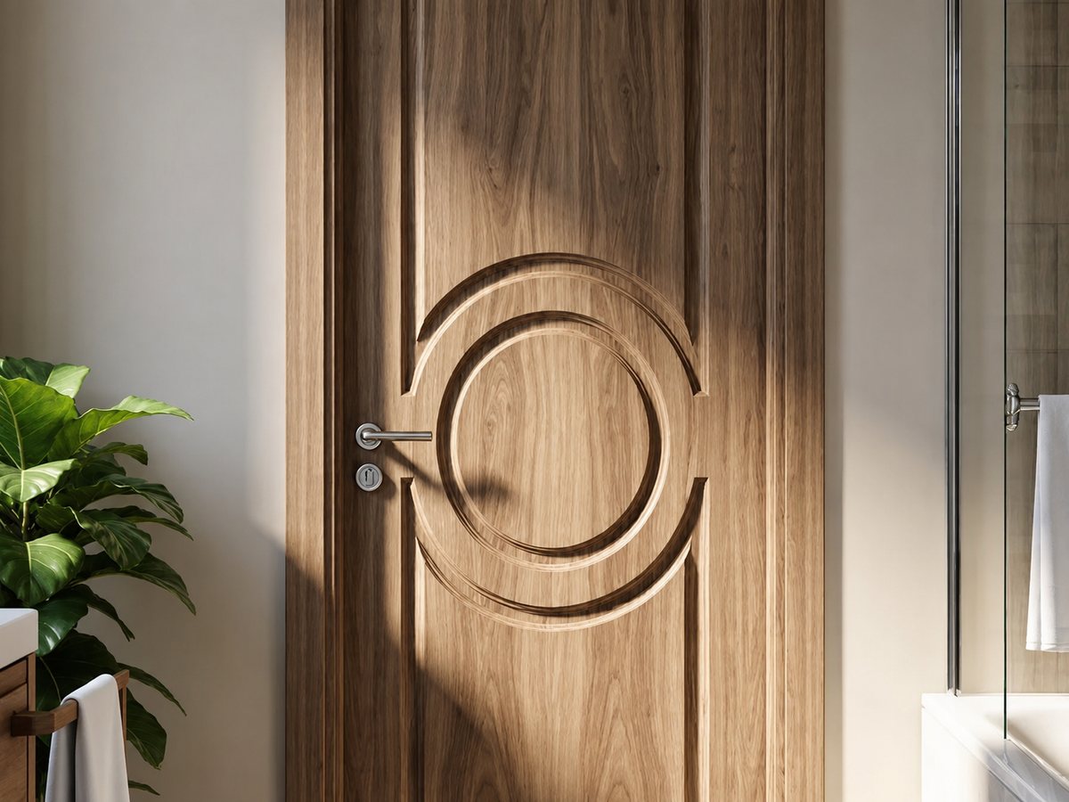 Artisan Solid Teak Hand-Carved Entrance Door – Traditional Panels – view 2