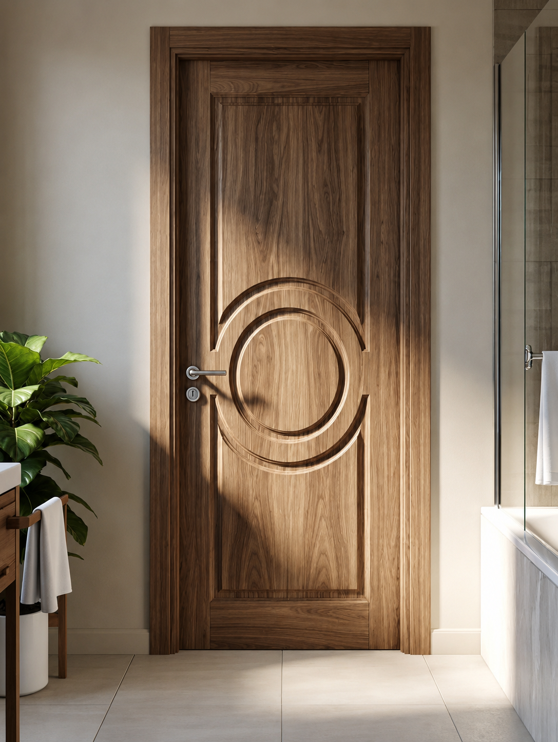 Artisan Solid Teak Hand-Carved Entrance Door – Traditional Panels