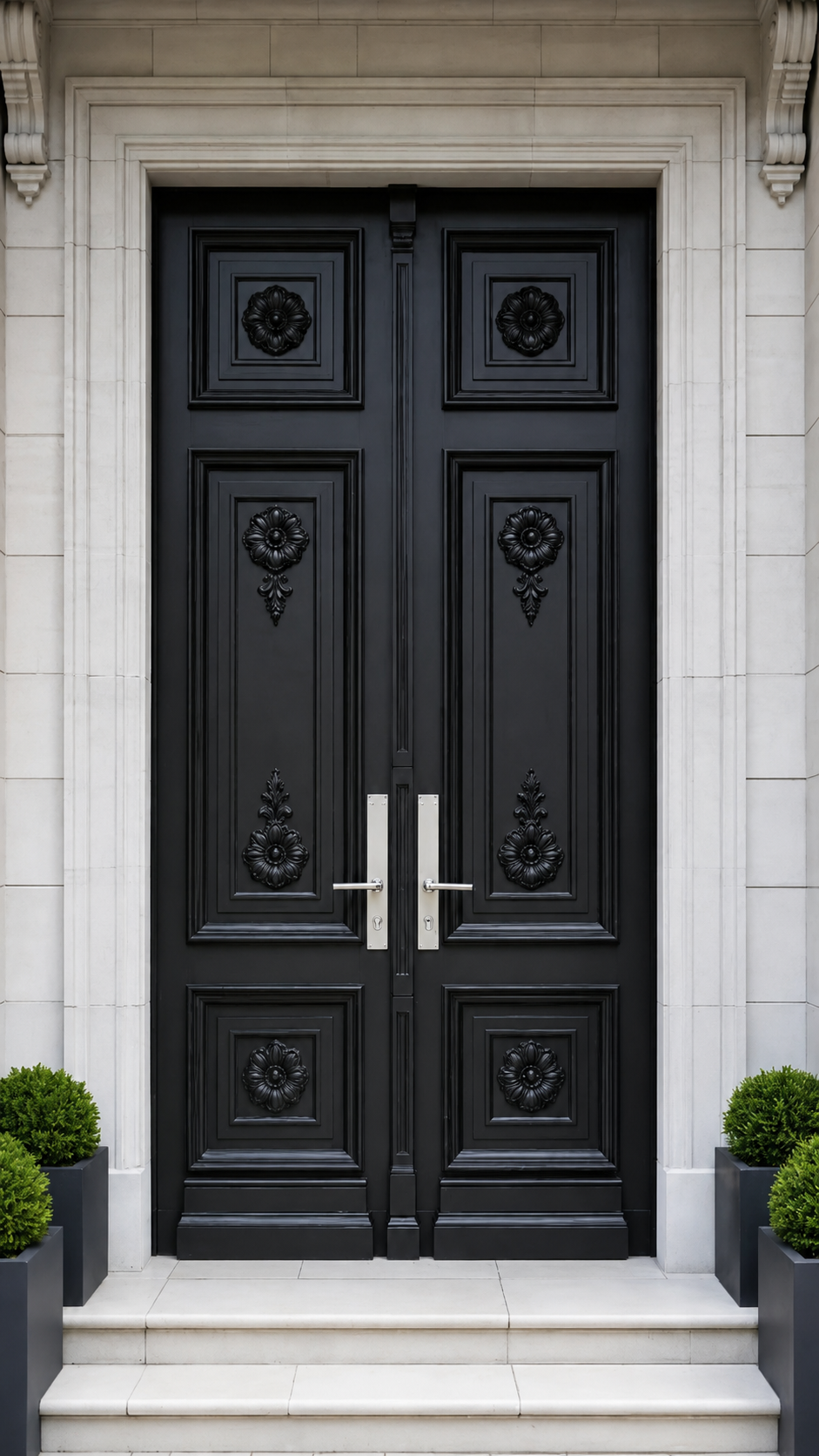 Solid Hardwood Hand-Carved Front Door – Intricate Floral Carving