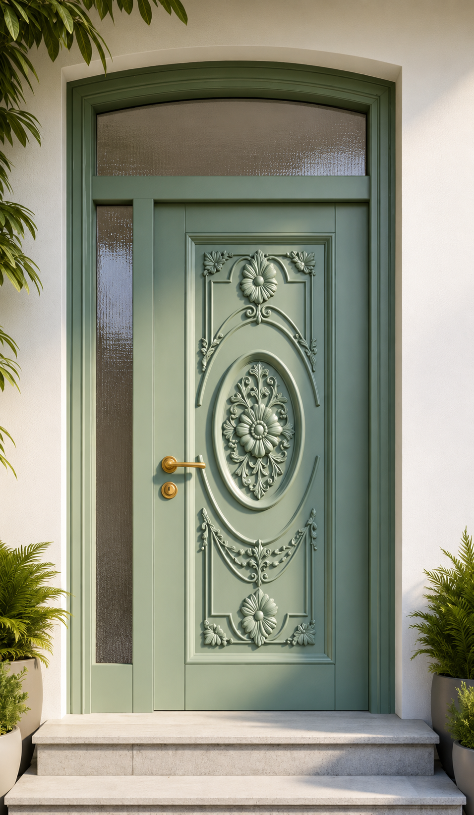 European Style Hand-Carved Hardwood Main Door – Intricate Decorative Panels