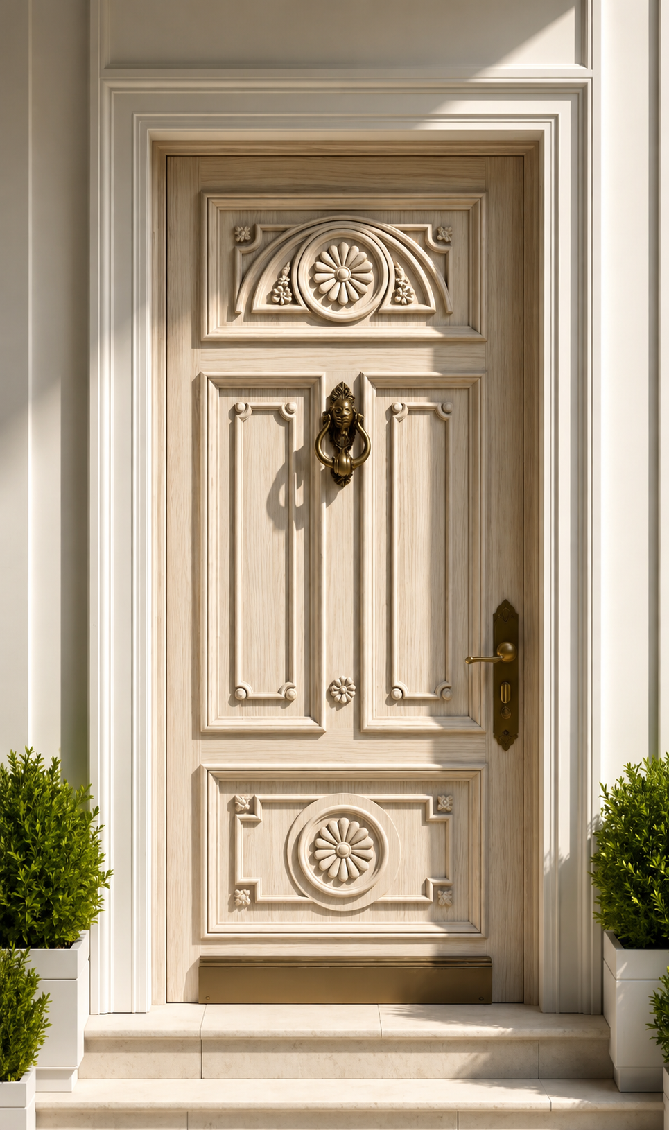 European Style Solid Wood Main Door – Hand-Carved Luxury Panel Design – view 2