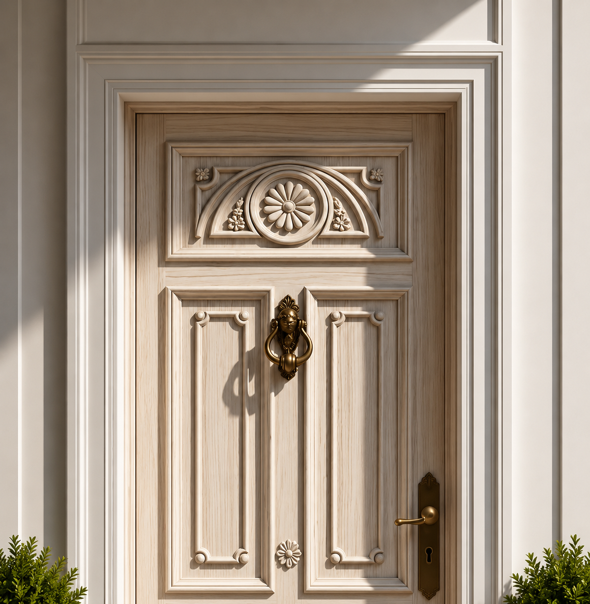 European Style Solid Wood Main Door – Hand-Carved Luxury Panel Design – view 3