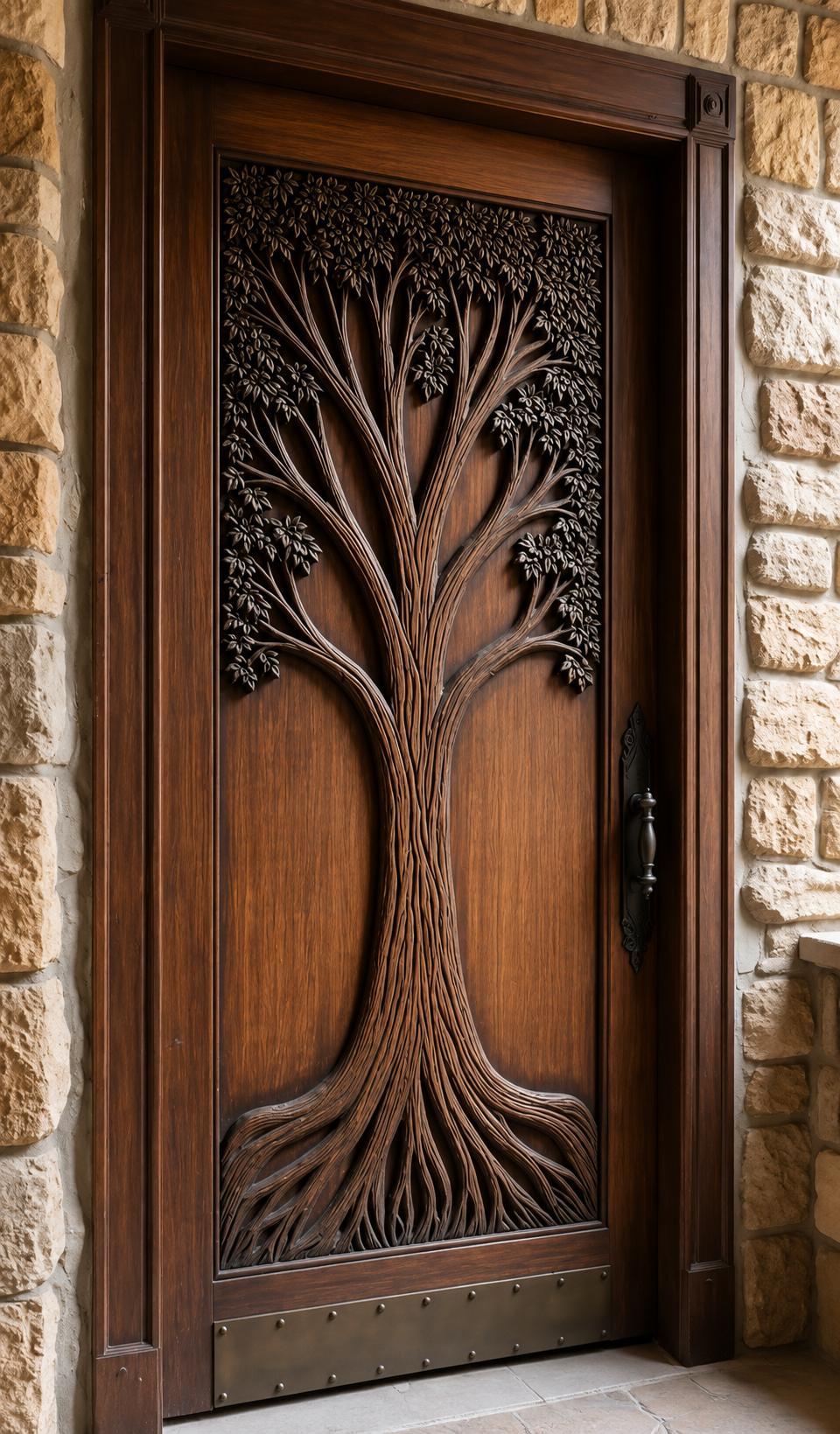 Solid Hardwood Hand-Carved Sliding Partition Door – Floral Medallions