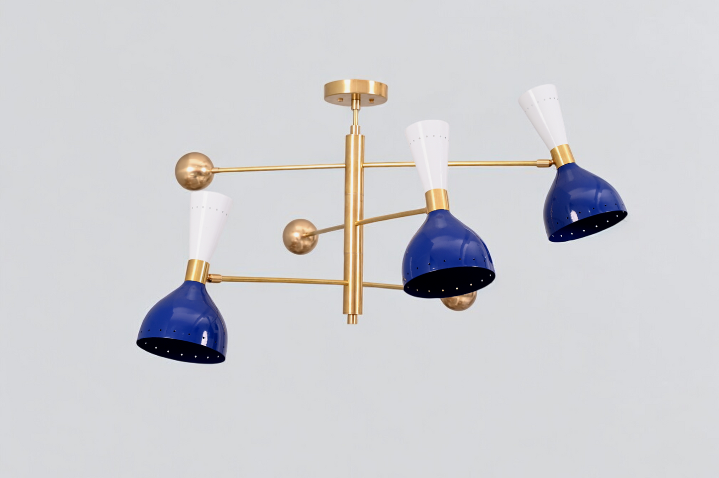 Elevate your space with the 3-Arms 6-Lights Stilnovo Brass Bespoke Chandelier