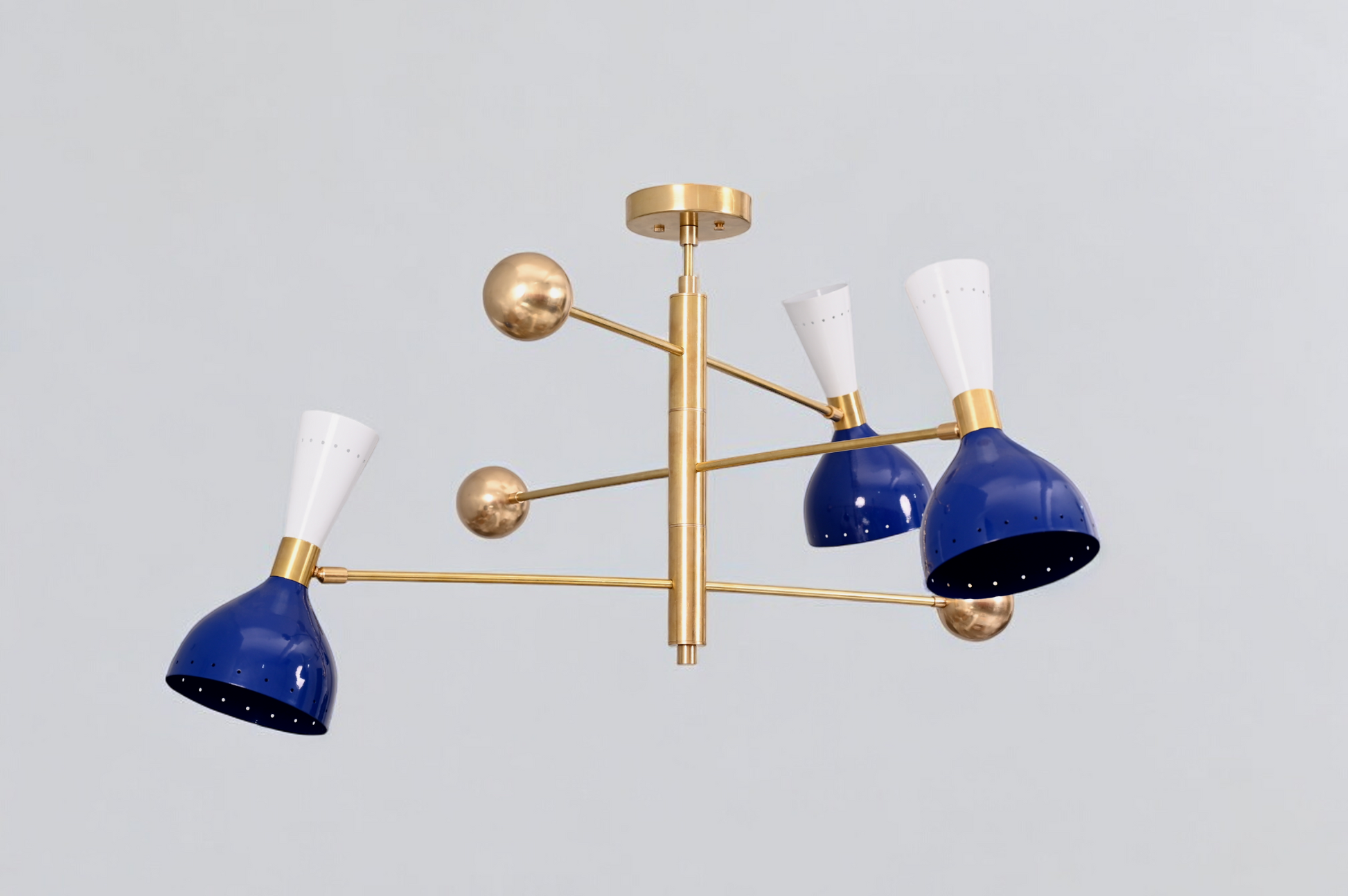 Elevate your space with the 3-Arms 6-Lights Stilnovo Brass Bespoke Chandelier