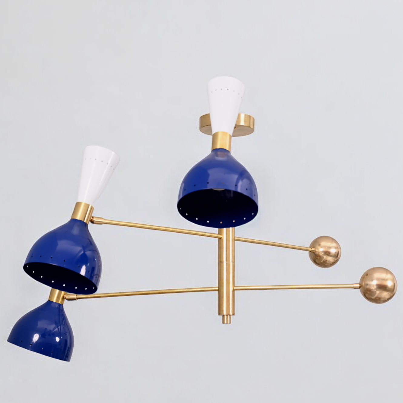 Elevate your space with the 3-Arms 6-Lights Stilnovo Brass Bespoke Chandelier