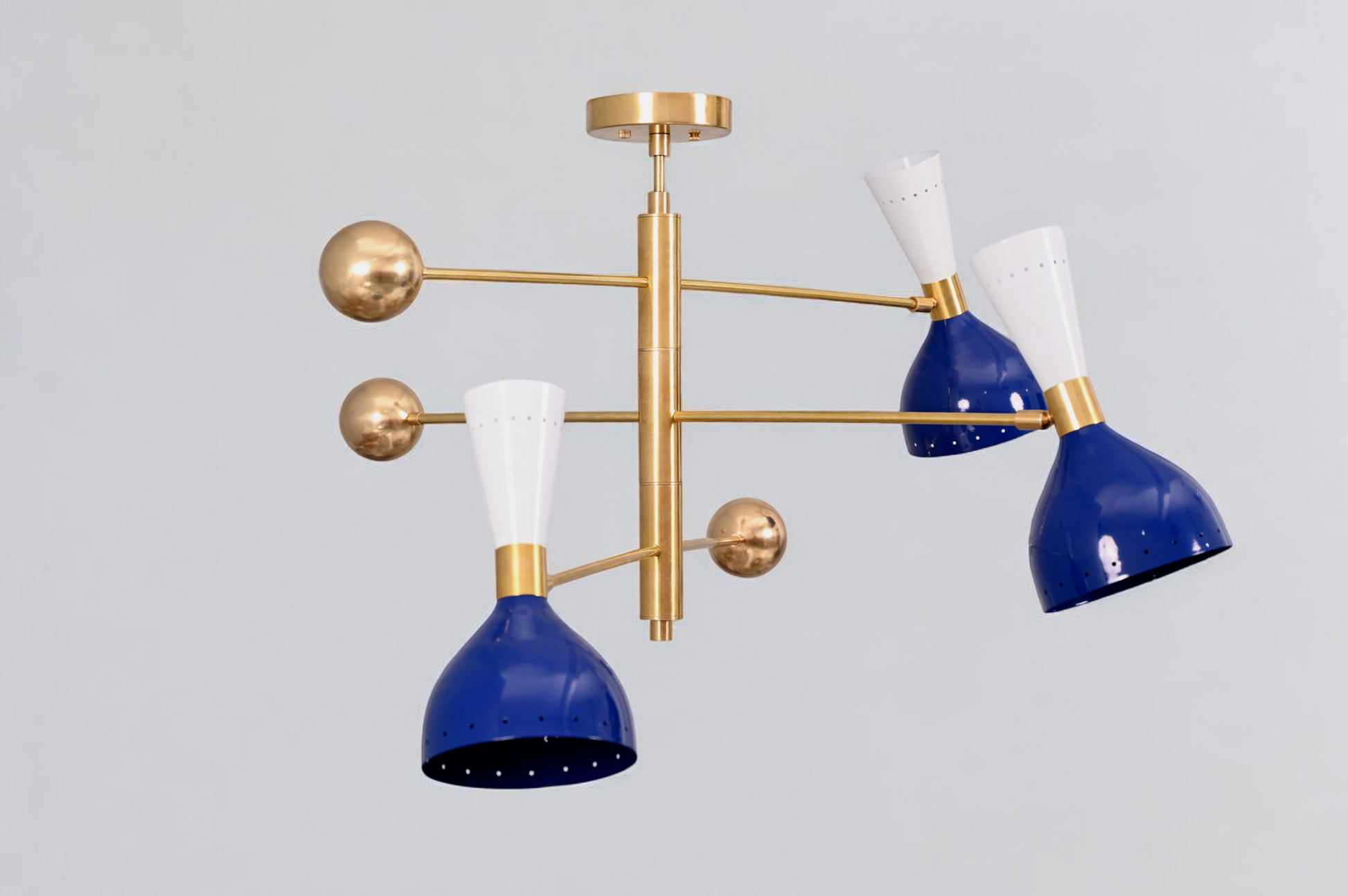 Elevate your space with the 3-Arms 6-Lights Stilnovo Brass Bespoke Chandelier