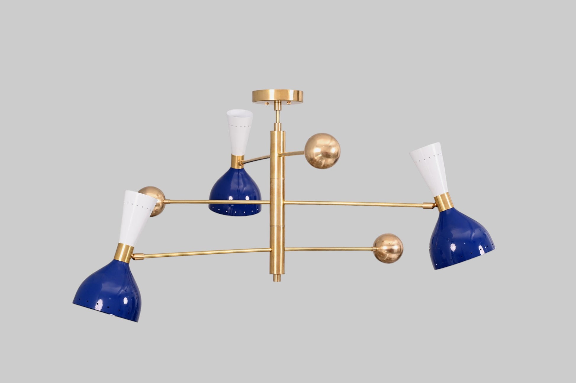 Elevate your space with the 3-Arms 6-Lights Stilnovo Brass Bespoke Chandelier