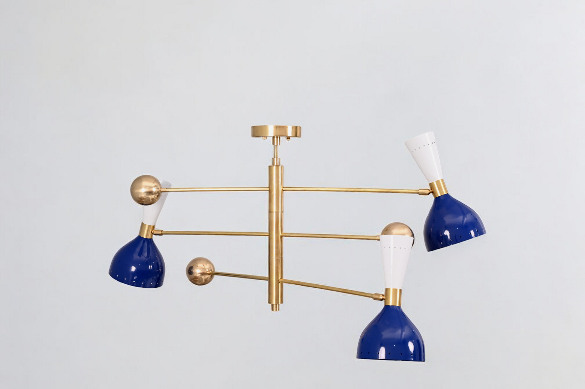 Elevate your space with the 3-Arms 6-Lights Stilnovo Brass Bespoke Chandelier