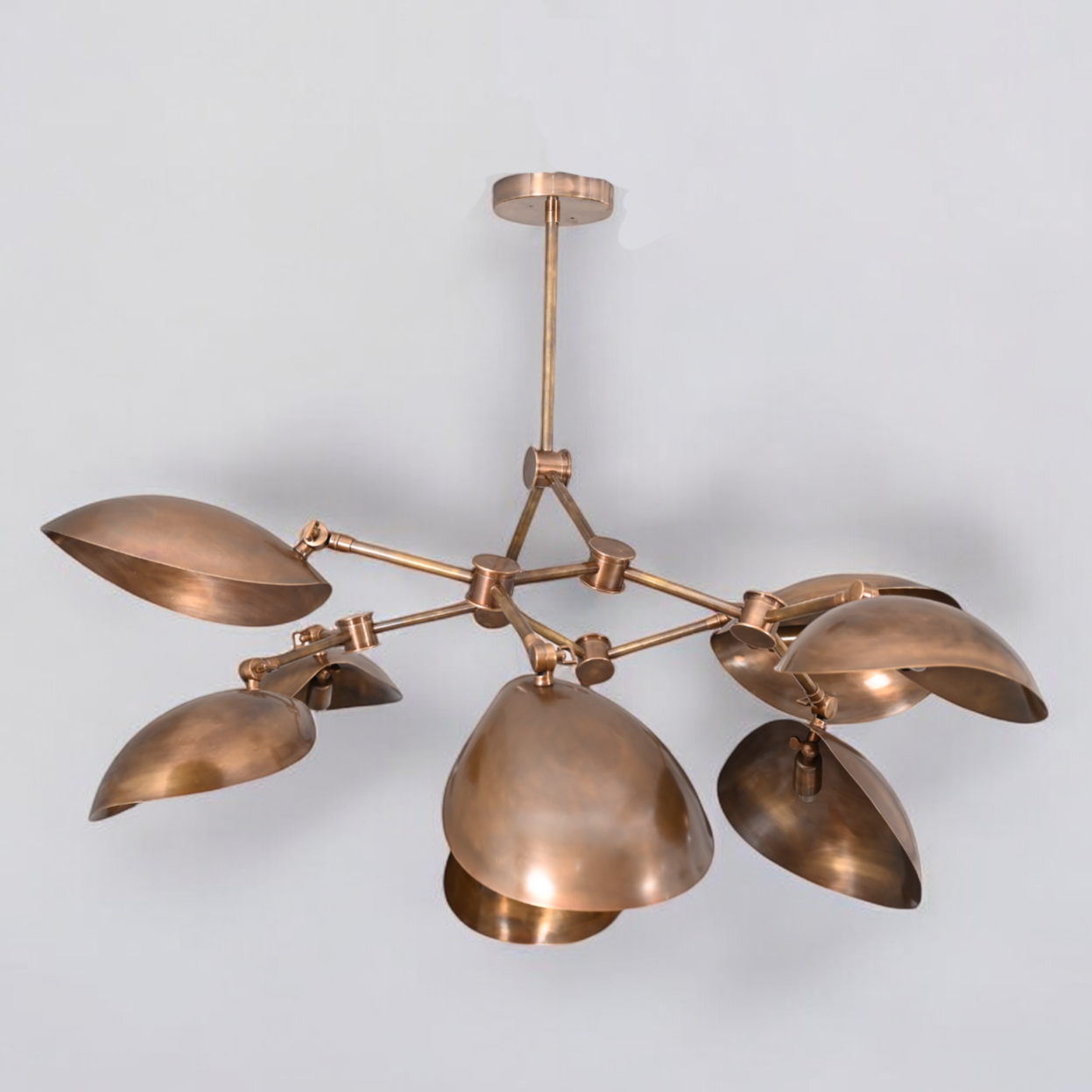 Brighten your space with the 8 Shade Light Mid Century Linear Brass Sputnik Chandelier