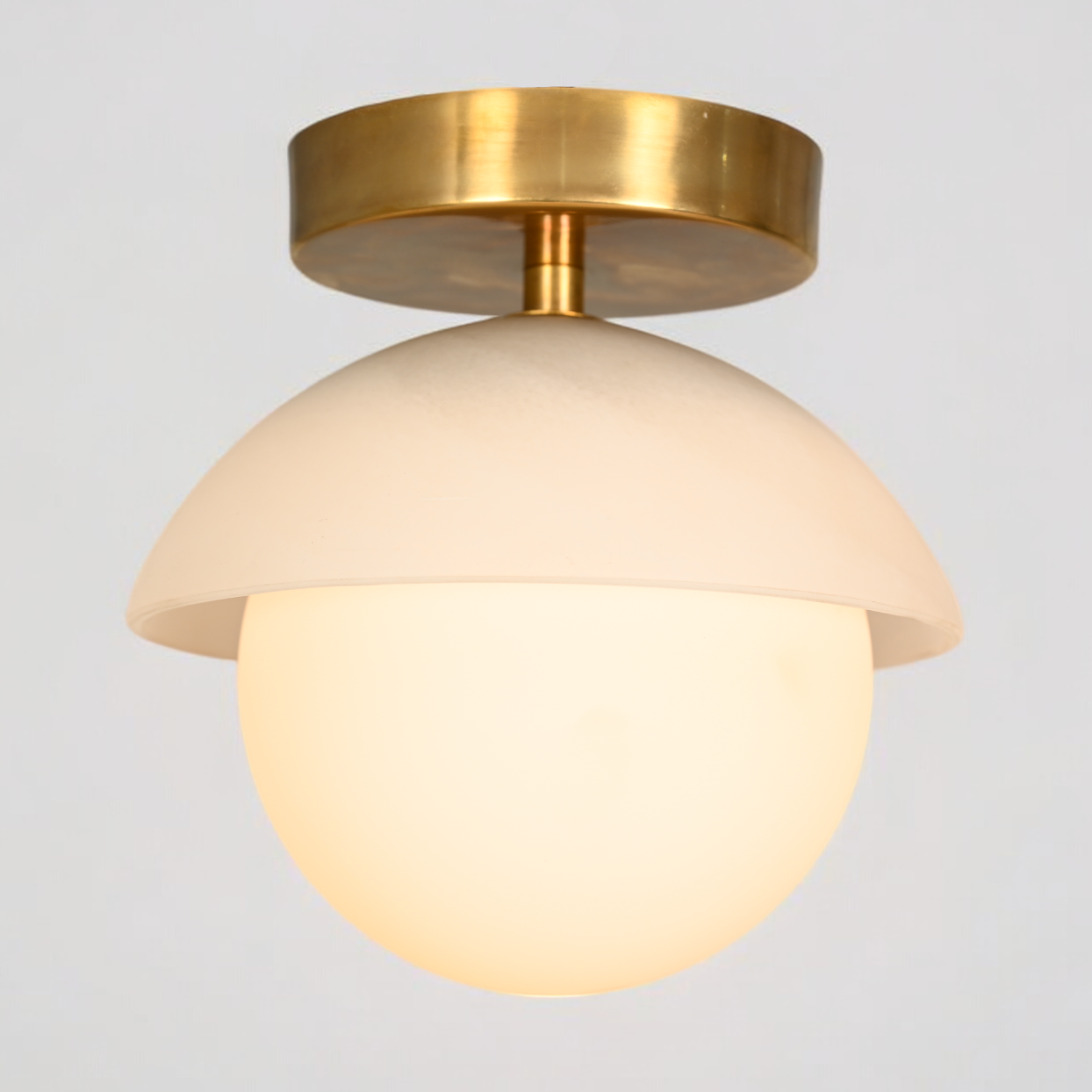 Brighten your space with the Mid-Century Brass Sputnik Ceiling Light and glass cone