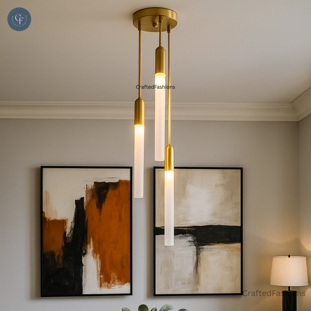 Glass Tube Ceiling Light in Raw Brass blends mid-century design with modern elegance