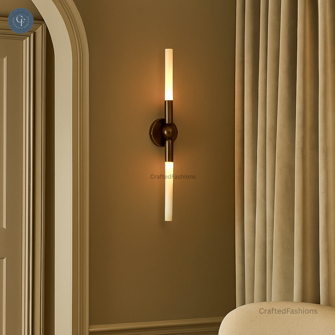 Glass Tube Wall Sconce in Raw Brass - modern lamps and lights