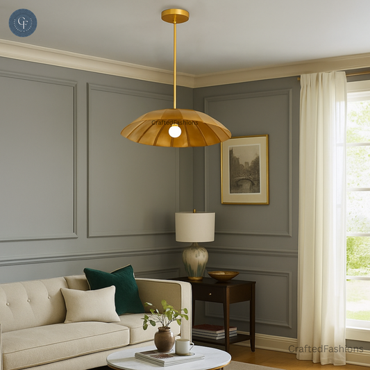 Handcrafted from brass, one-of-a-kind flower shaped chandelier